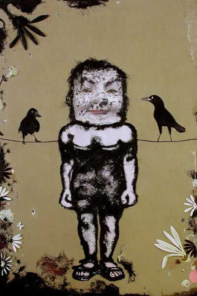 Selfportrait (for my mother). 2009. Mixed media on canvas. 180 x 120 cm