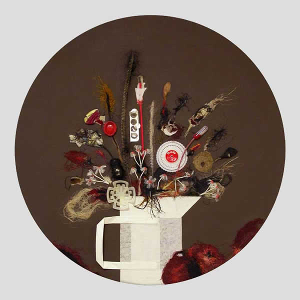Stillife (nr. 1). 2010. Mixed media on canvas. Diameter 65 cm