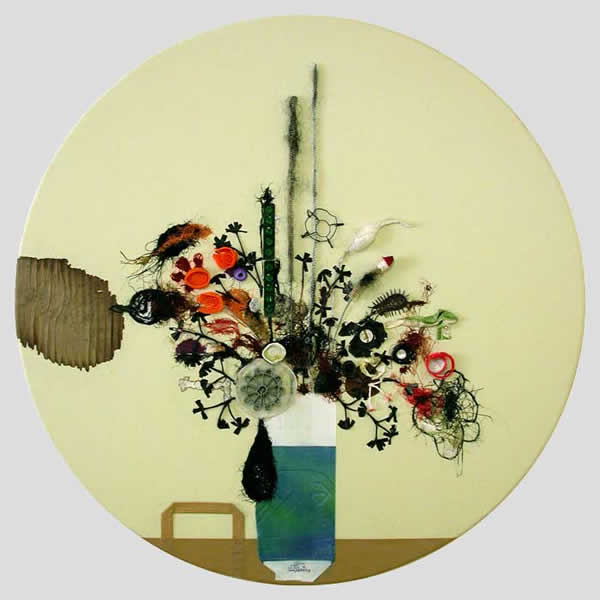 Stillife (nr. 3). 2010. Mixed media on canvas. Diameter 87 cm