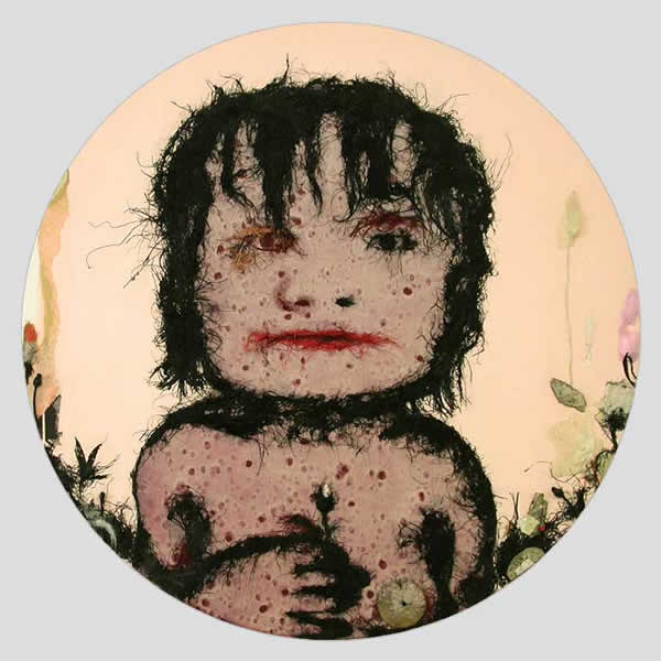 Selfportrait. 2010. Mixed media on cavas. Diameter 70 cm