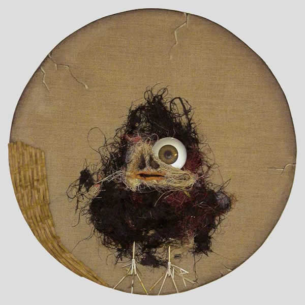 ‘Black bird’. 2010. Mixed media on canvas. Diameter 45 cm